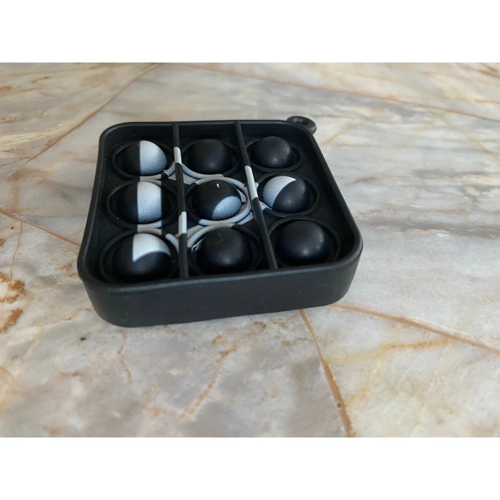 Black and White Triangle Square Fidget Pop Toy Silicone Sensory‎ Keychain 2.5in